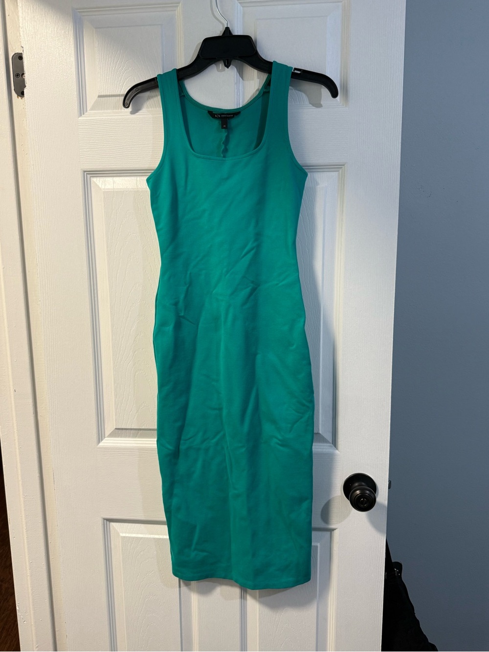 Armani Exchange Teal Sleeveless Midi Sheath Dress